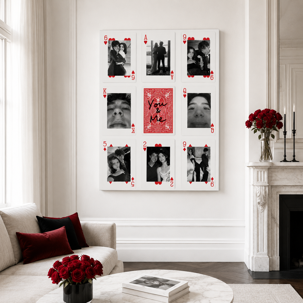 Custom Couple Photo Playing Cards Canvas Wall Art Aura Canvas