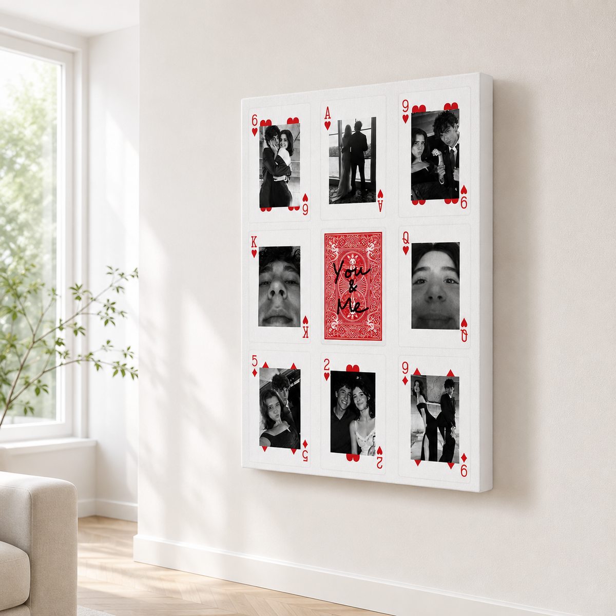 Custom Couple Photo Playing Cards Canvas Wall Art Aura Canvas