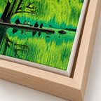 Weeping Willow Lake Green Landscape Canvas Wall Art - canvas detail view 10