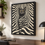 Black Cat Optical Illusion Striped Canvas Wall Art - canvas detail view 4