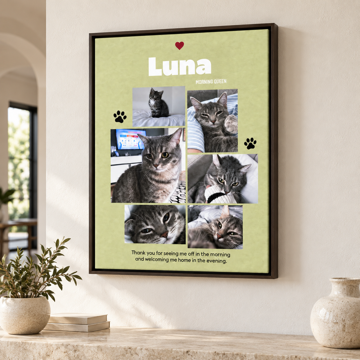 Custom Pet Photo Collage Canvas Wall Art - framed canvas mockup