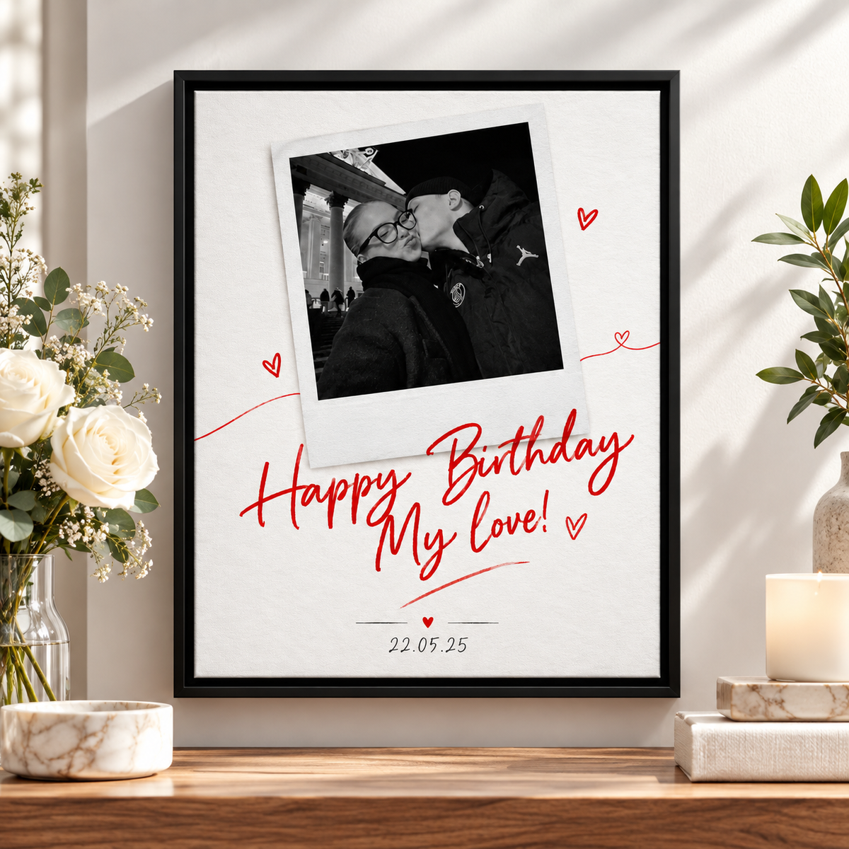Custom Birthday Couple Photo Canvas Wall Art - personalized canvas preview