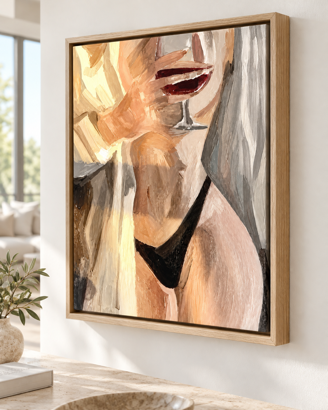 Woman Holding Red Wine Glass Canvas Wall Art