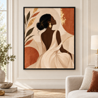 Elegant Boho Woman Portrait Canvas Wall Art