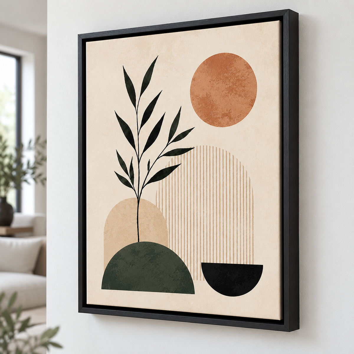 Boho Botanical Arches and Terracotta Sun Canvas Wall Art - canvas detail view 8