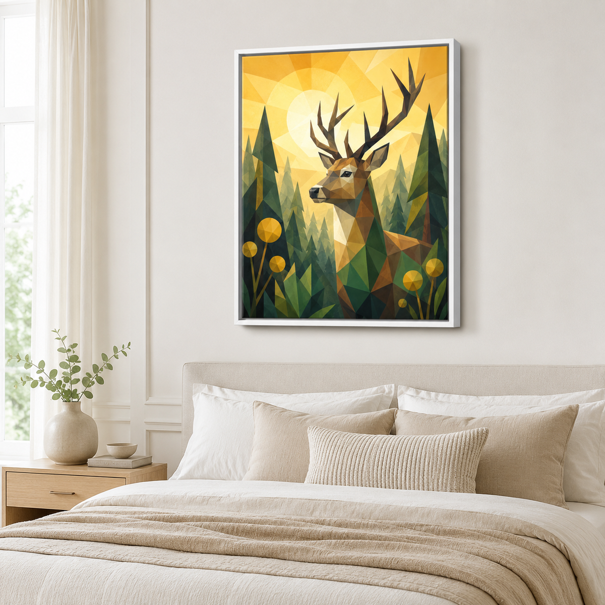 Deer Canvas Wall Art in bedroom
