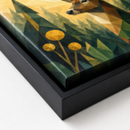 Deer Canvas Wall Art black frame detail