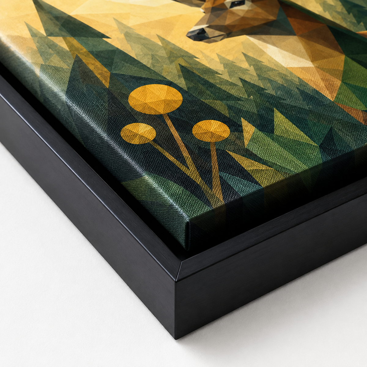 Deer Canvas Wall Art black frame detail