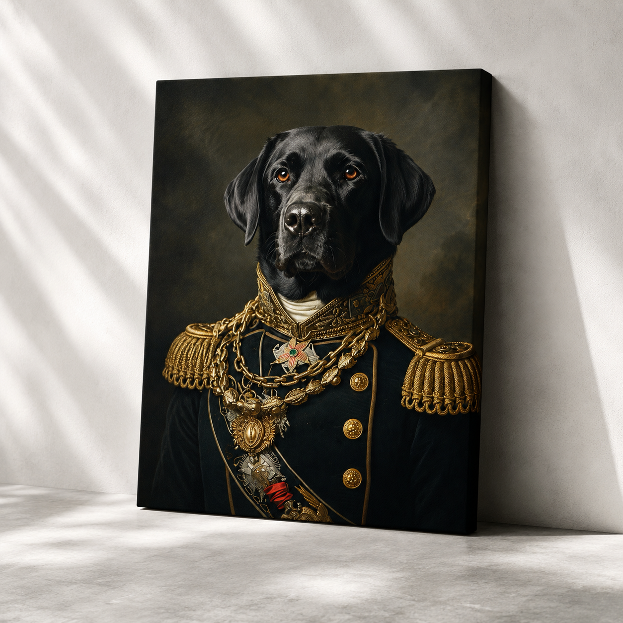 Custom Royal Military Pet Portrait Canvas