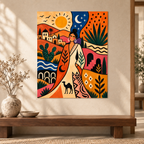 Boho Desert Woman Sun and Moon Canvas Wall Art - canvas detail view 7