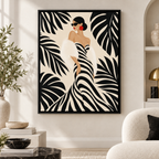 Black and White Fashion Woman Canvas Wall Art