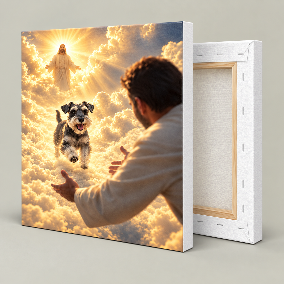 Custom Pet Memorial Heavenly Reunion Canvas Wall Art - personalized canvas detail 10
