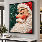 Santa Claus Snowflake Portrait Christmas Canvas Wall Art - additional display view