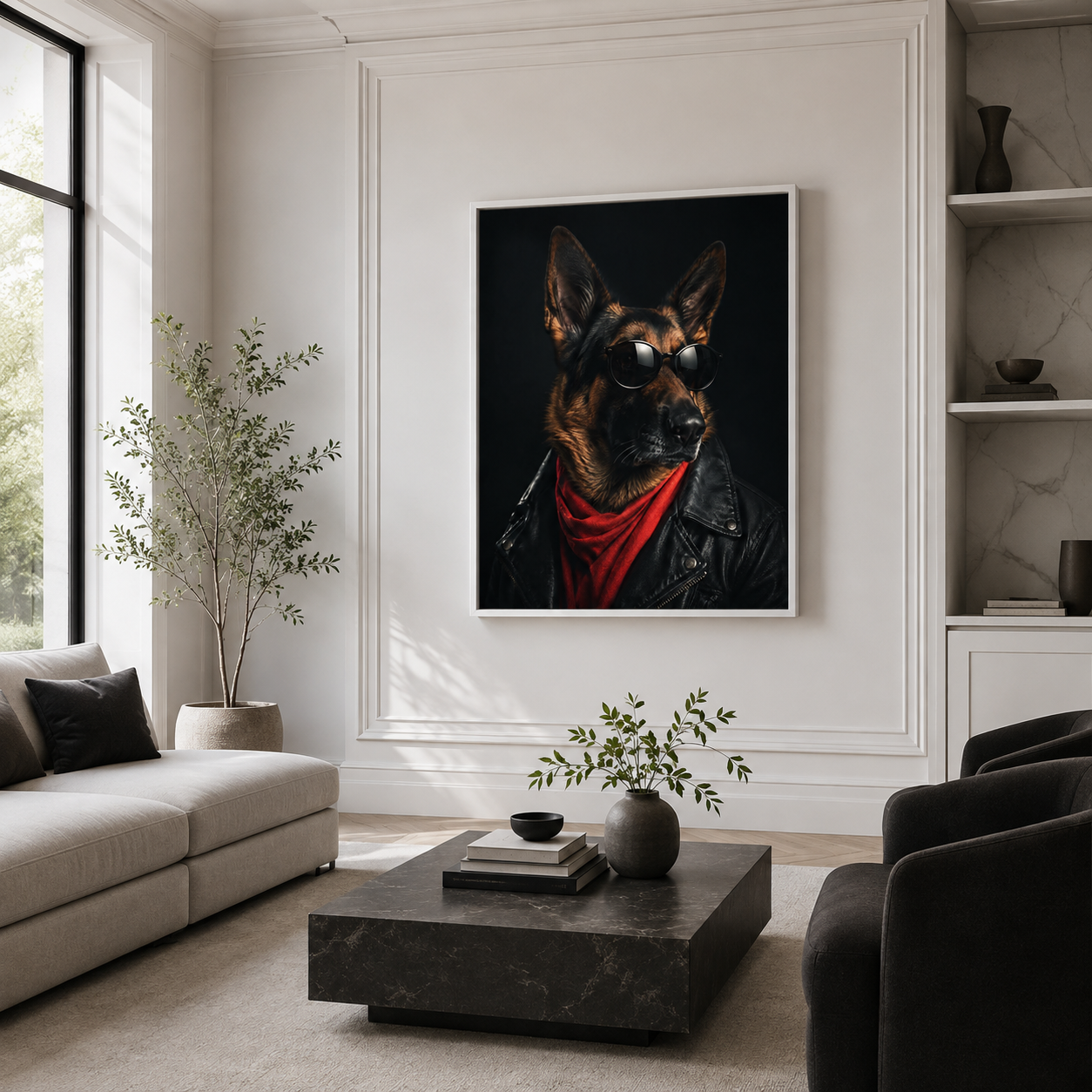 Custom Cool Dog Portrait Canvas Wall Art