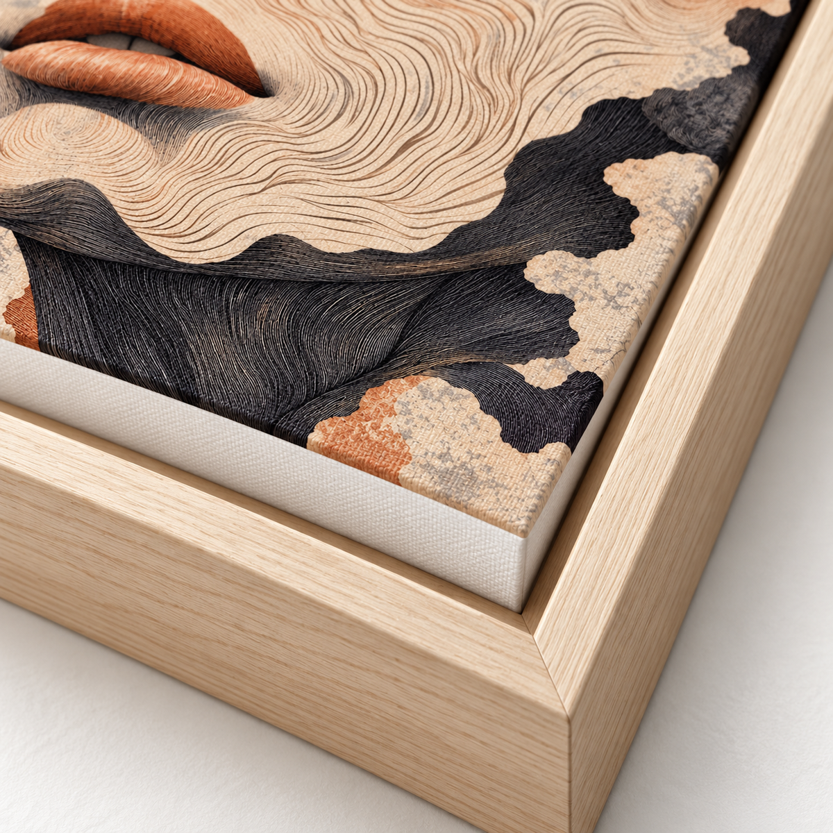 Abstract Woman Face Contour Line Canvas Wall Art - canvas detail view 10