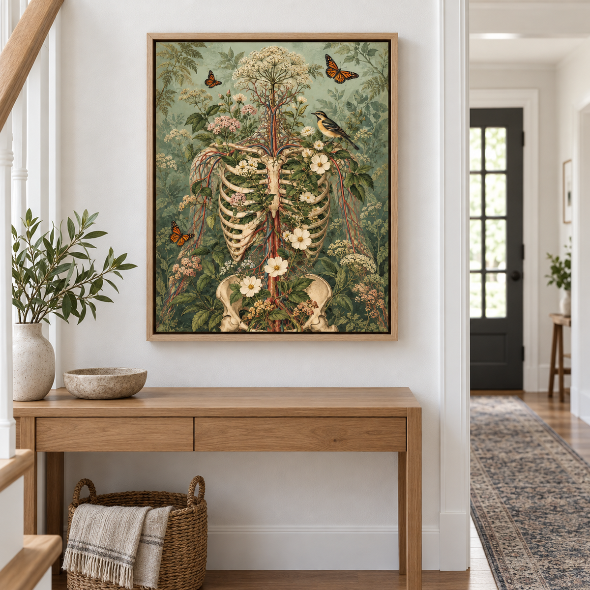Vintage Botanical Human Anatomy Canvas Wall Art
