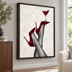 Red High Heels and Cherry Cocktail Canvas Wall Art