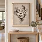 Surreal Woman Portrait Neutral Canvas Wall Art