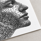 Black and White Crowd Face Portrait Canvas Wall Art - canvas detail view 12