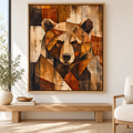 Rustic Geometric Bear Portrait Canvas Wall Art - main canvas artwork