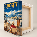 St. Moritz Vintage Ski Canvas Wall Art - canvas artwork view 5