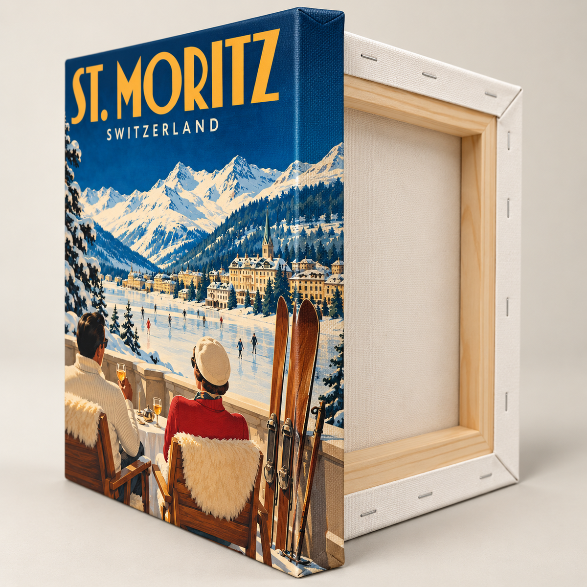 St. Moritz Vintage Ski Canvas Wall Art - canvas artwork view 5