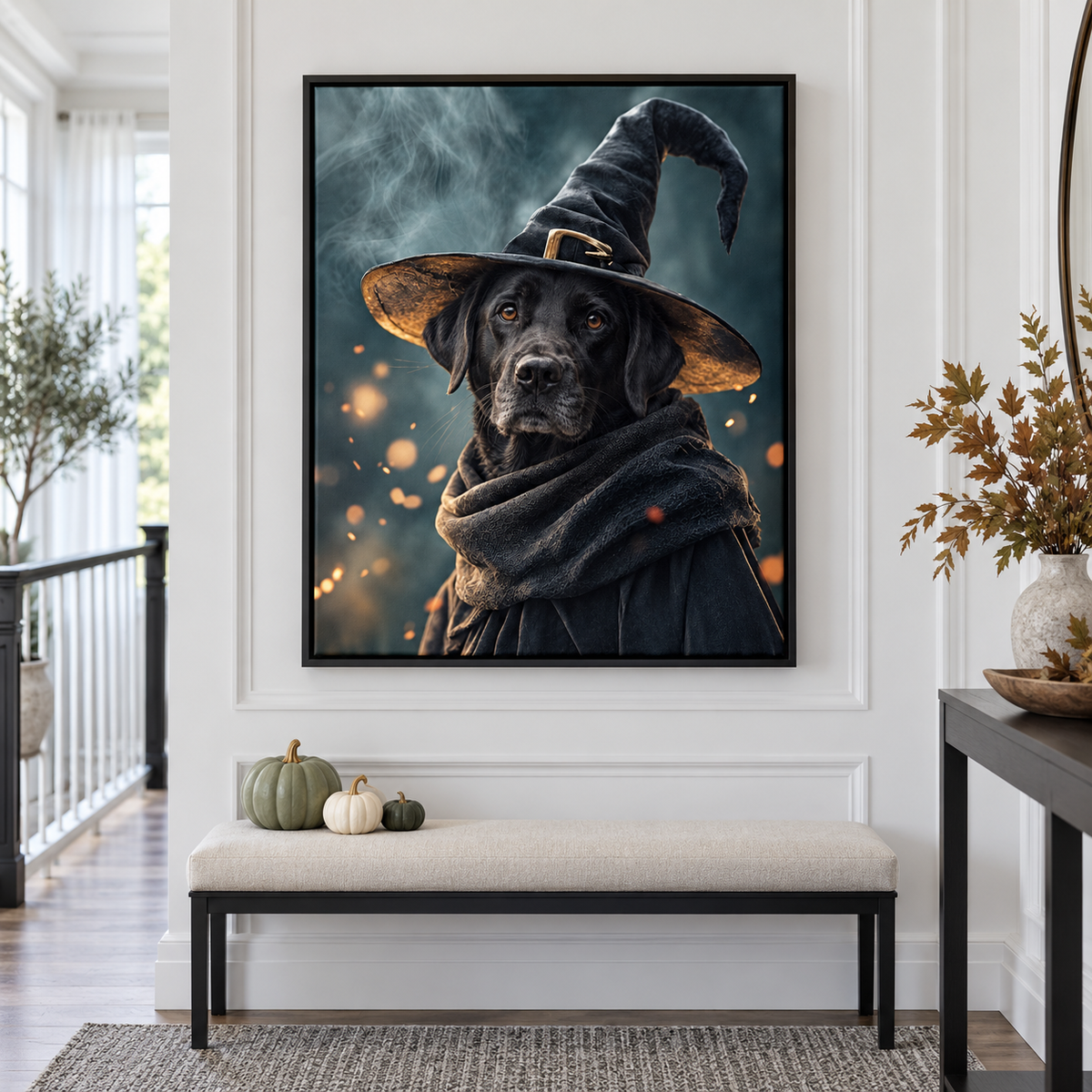 Custom Ember Glow Witch Pet Portrait Canvas Wall Art - personalized canvas detail 7