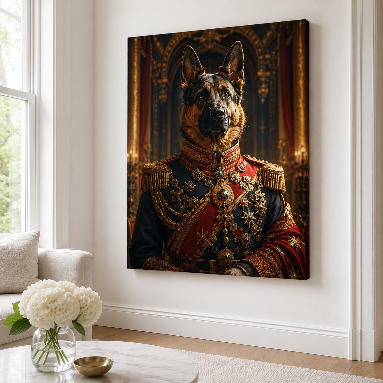 Custom Royal Commander Pet Portrait Canvas
