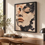 Abstract Woman Face Contour Line Canvas Wall Art - canvas detail view 8