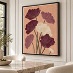 Burgundy and Cream Boho Floral Canvas Wall Art - canvas detail view 6