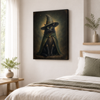 Custom Black Cat Witch Portrait Canvas Wall Art