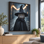 Custom Witch Hat Pet Portrait Canvas Wall Art - framed canvas mockup