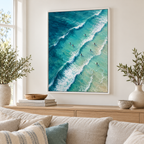 Turquoise Ocean Waves and Surfers Canvas Wall Art