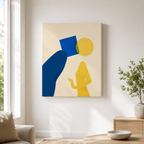Blue and Yellow Abstract Figure Canvas Wall Art