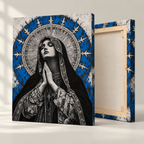 Blue Madonna Prayer Canvas Wall Art - canvas detail view 9