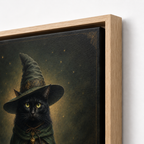 Custom Black Cat Witch Portrait Canvas Wall Art