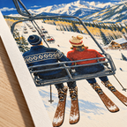 Aspen Vintage Ski Lift Canvas Wall Art - canvas close-up detail