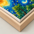 Day and Night Forest Sun and Moon Canvas Wall Art - canvas detail view 9