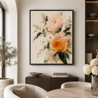 Floral Bouquet Canvas Wall Art espresso frame room mockup