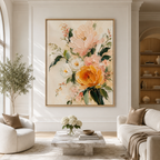 Floral Bouquet Canvas Wall Art natural frame room mockup