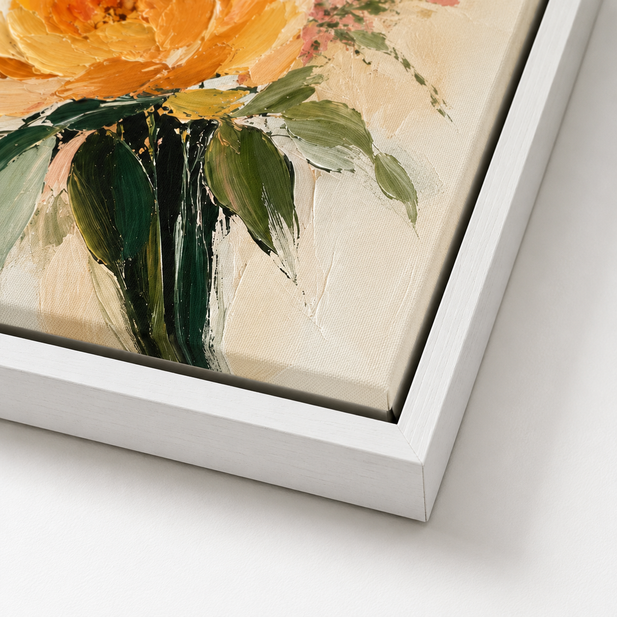 Floral Bouquet Canvas Wall Art white frame close-up