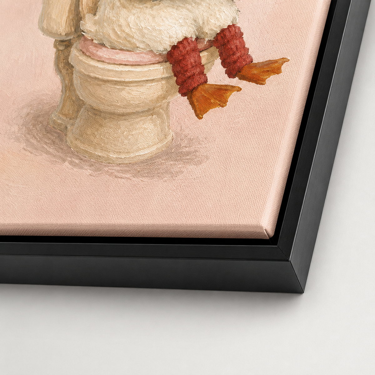 Funny Duck Bathroom Canvas Wall Art black frame detail