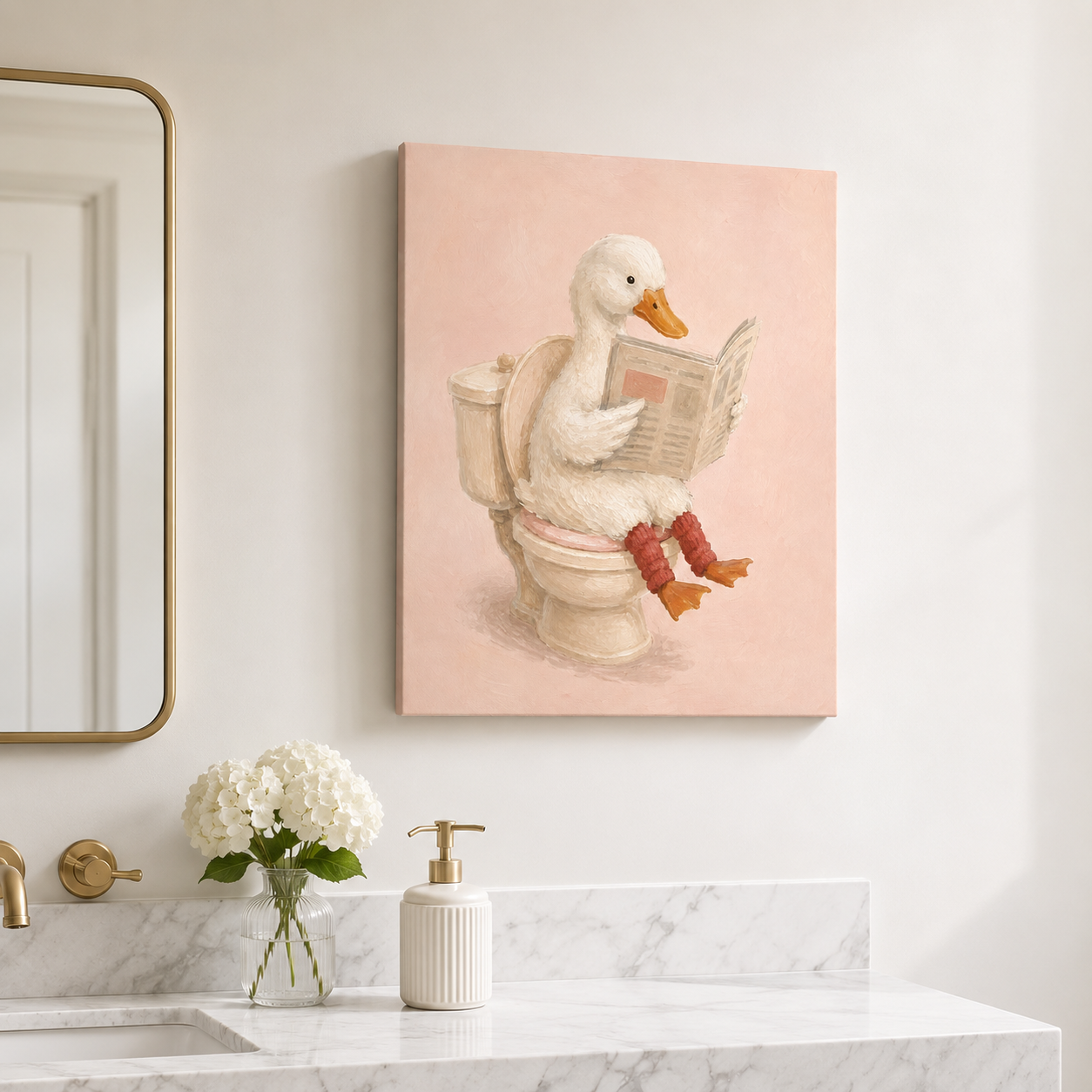 Funny Duck Bathroom Canvas Wall Art unframed canvas