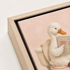 Funny Duck Bathroom Canvas Wall Art natural frame detail