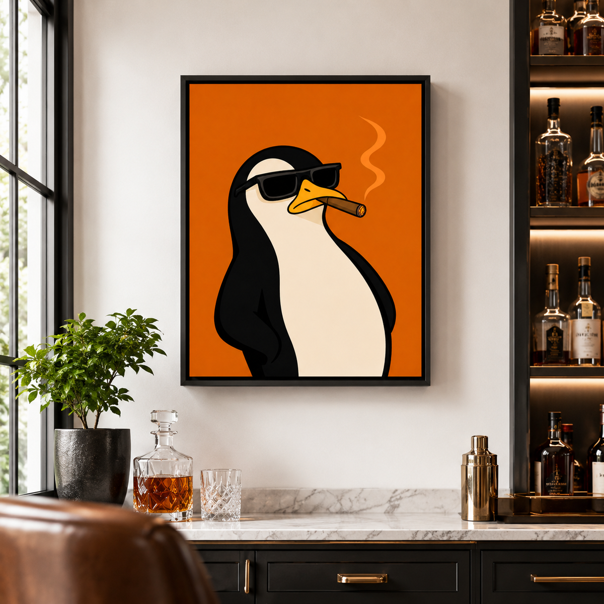 Funny Penguin Canvas Wall Art Aura Canvas