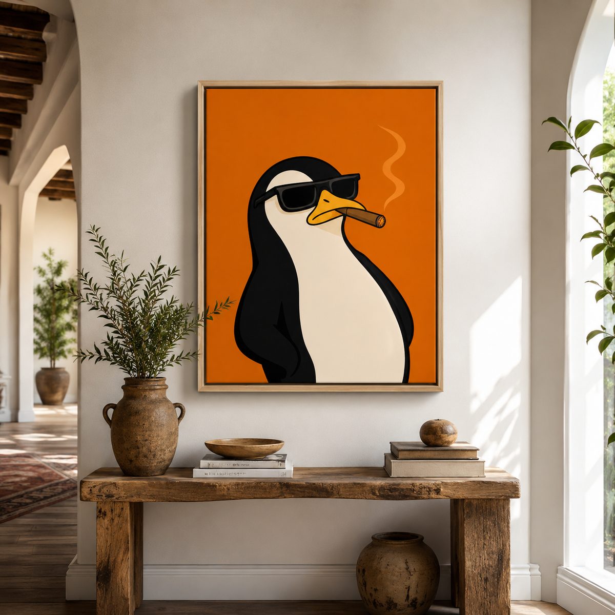 Funny Penguin Canvas Wall Art Aura Canvas