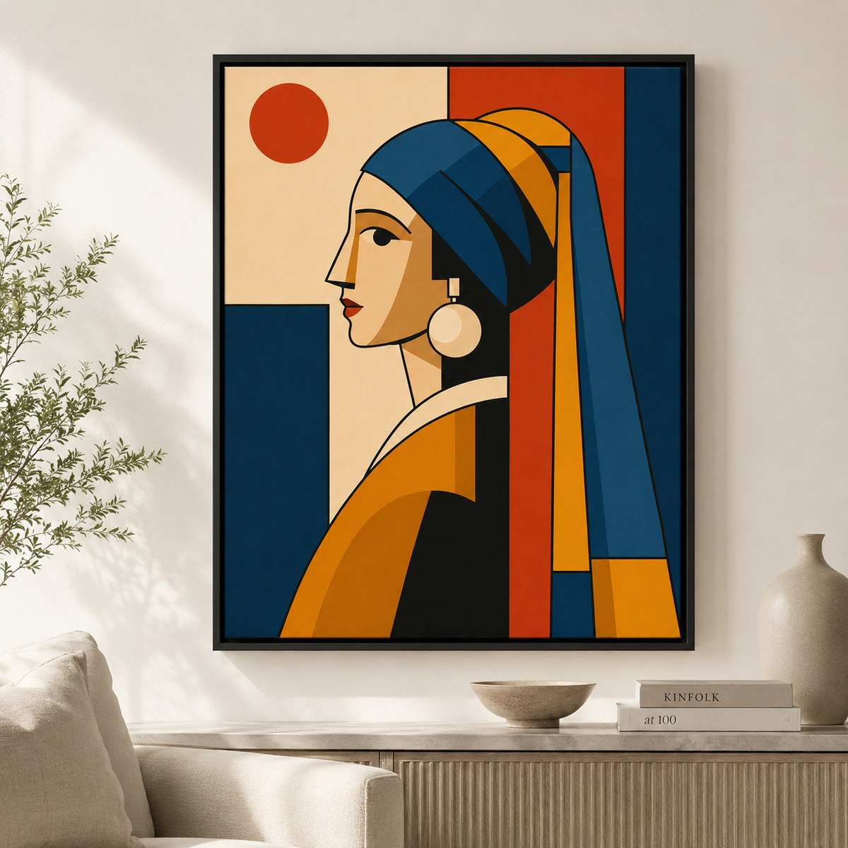 Geometric Woman Portrait Canvas Wall Art Aura Canvas