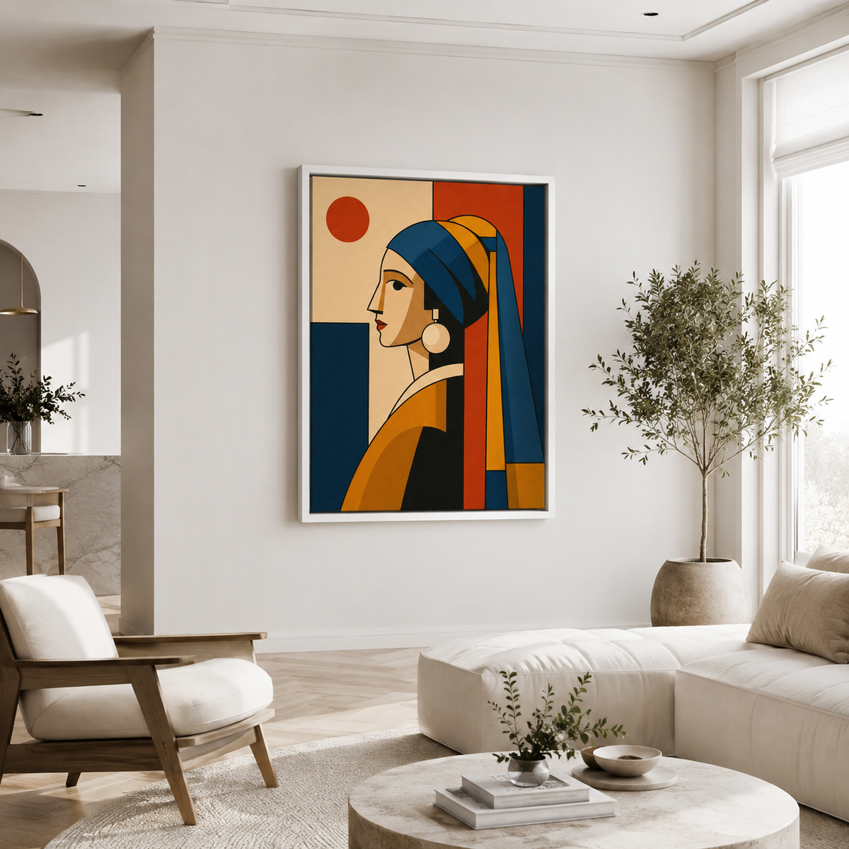 Geometric Woman Portrait Canvas Wall Art Aura Canvas
