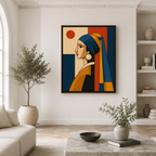 Geometric Woman Portrait Canvas Wall Art Aura Canvas