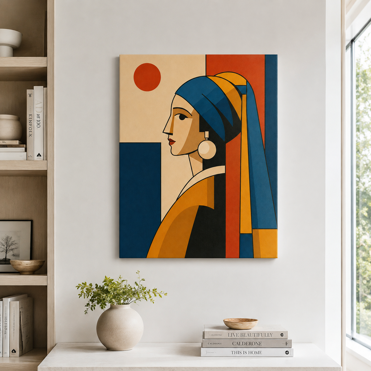 Geometric Woman Portrait Canvas Wall Art Aura Canvas